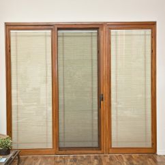 Wood framed glass doors.